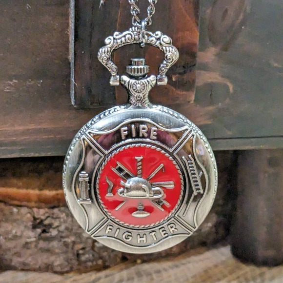 Accessories - Firefighter Pocket Watch Silver Fireman Gift Retirement First Responder Hero